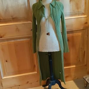Green Ipen Long Sleeve floor length Sweater Coat